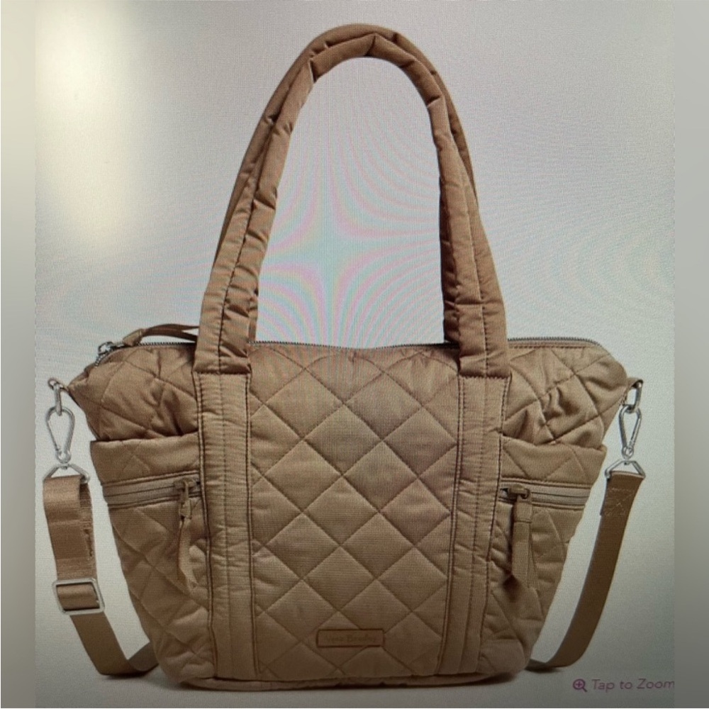 Vera Bradley Performance Twill Small Multi Strap Tote Bag Meadowlark Tan Puffer - Picture 4 of 11